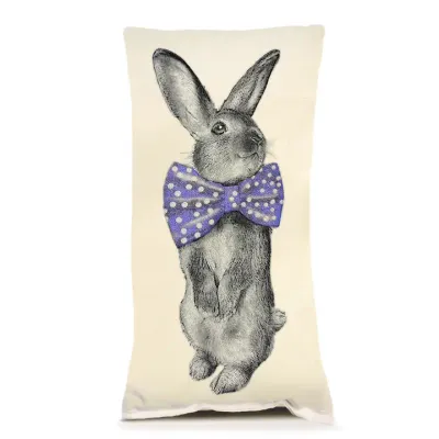Bunny Bowtie Pillow - Purple