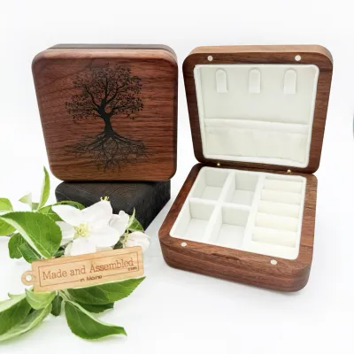 Tree of Life Walnut Wood Jewelry Box Square