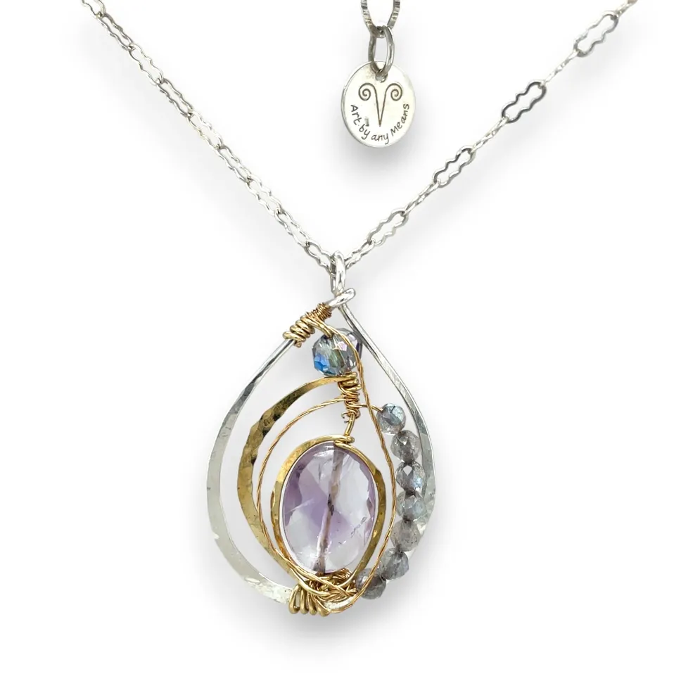 82048N Lilac Amethyst Drop Necklace