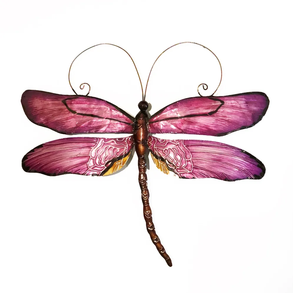 Dragonfly Wall Decor Purple, Capiz &amp; Metal, Indoor / Outdoor