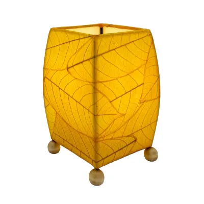 Mini Square Cocoa Leaf Lamp Yellow, Cocoa Leaves on Shade