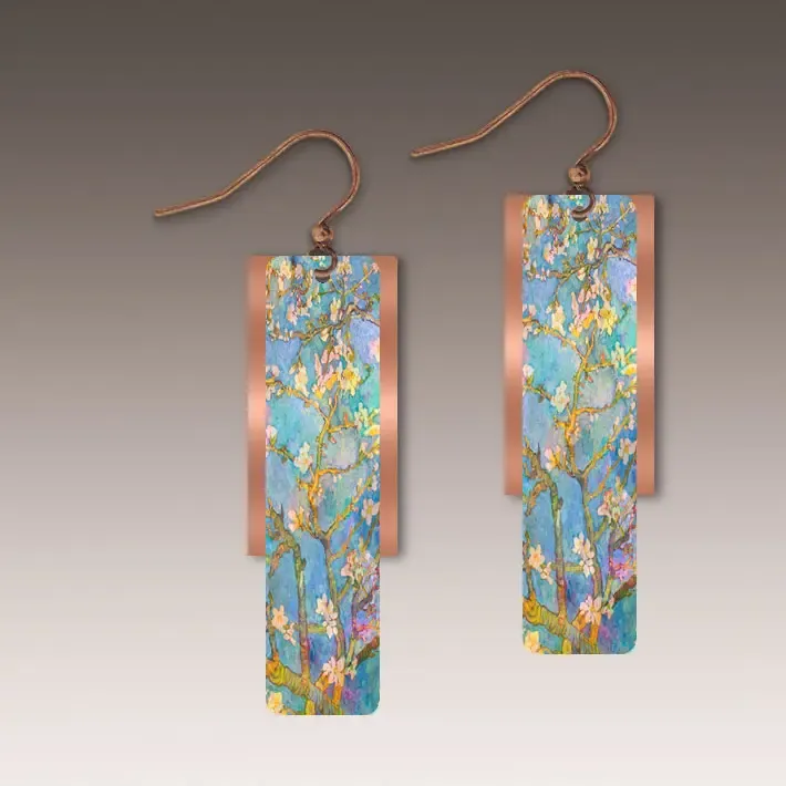 51FE Almond Branches Copper Accent Multilayer Earrings