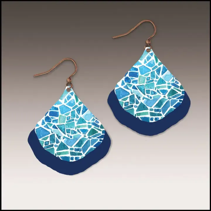 HM09GE Resort Glass Ginkgo Multilayer Earrings