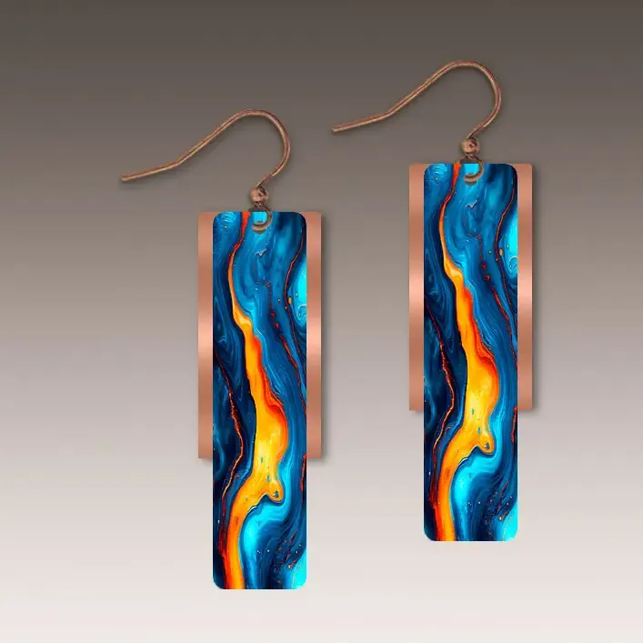 HM10FE Lava Spill Copper Accent Multilayer Earrings