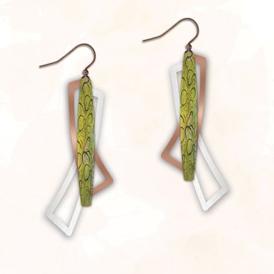 GTE Green Copper Silver Earring