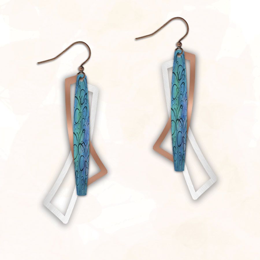 RBE Blue Copper Silver Earring