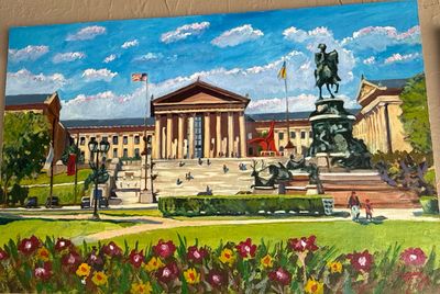 Art Museum Flowers Foreground 24" X36"