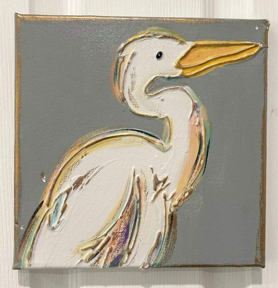 White Heron 8x8 canvas