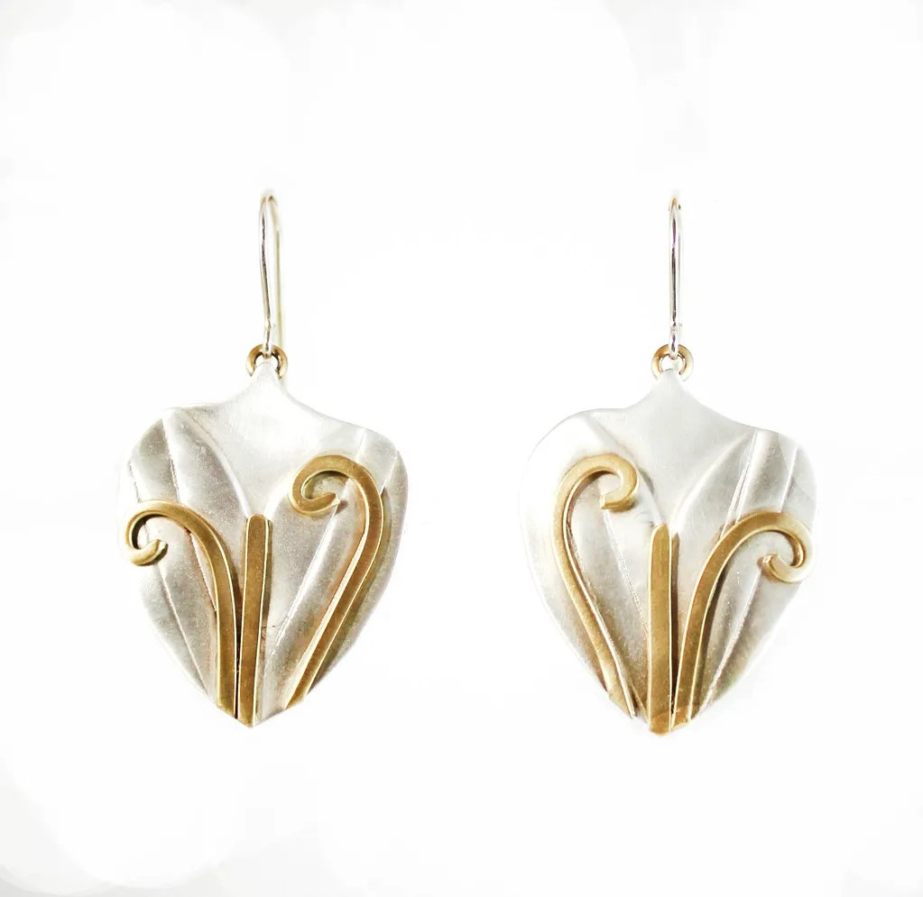 E3472 Sterling with Brass Garden Party Earrings