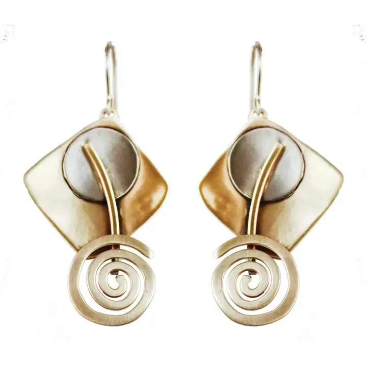 E3998 Abstractions Earrings in Brass, Copper &amp; Nickel Silver
