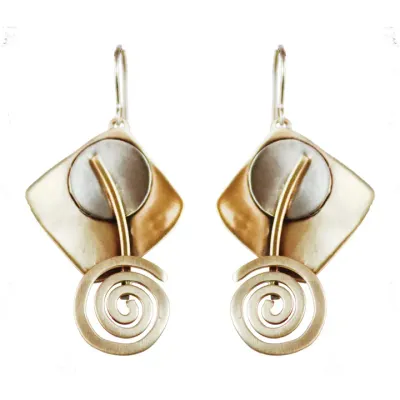 E3998 Abstractions Earrings in Brass, Copper &amp; Nickel Silver