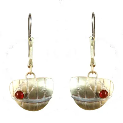 E3789 Reflections Earrings Brass and Sterling Carnelian