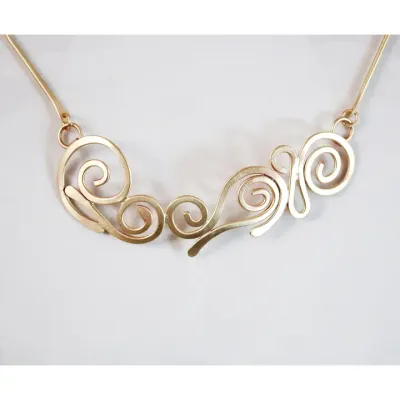 N4042 Swirls Brass Necklace