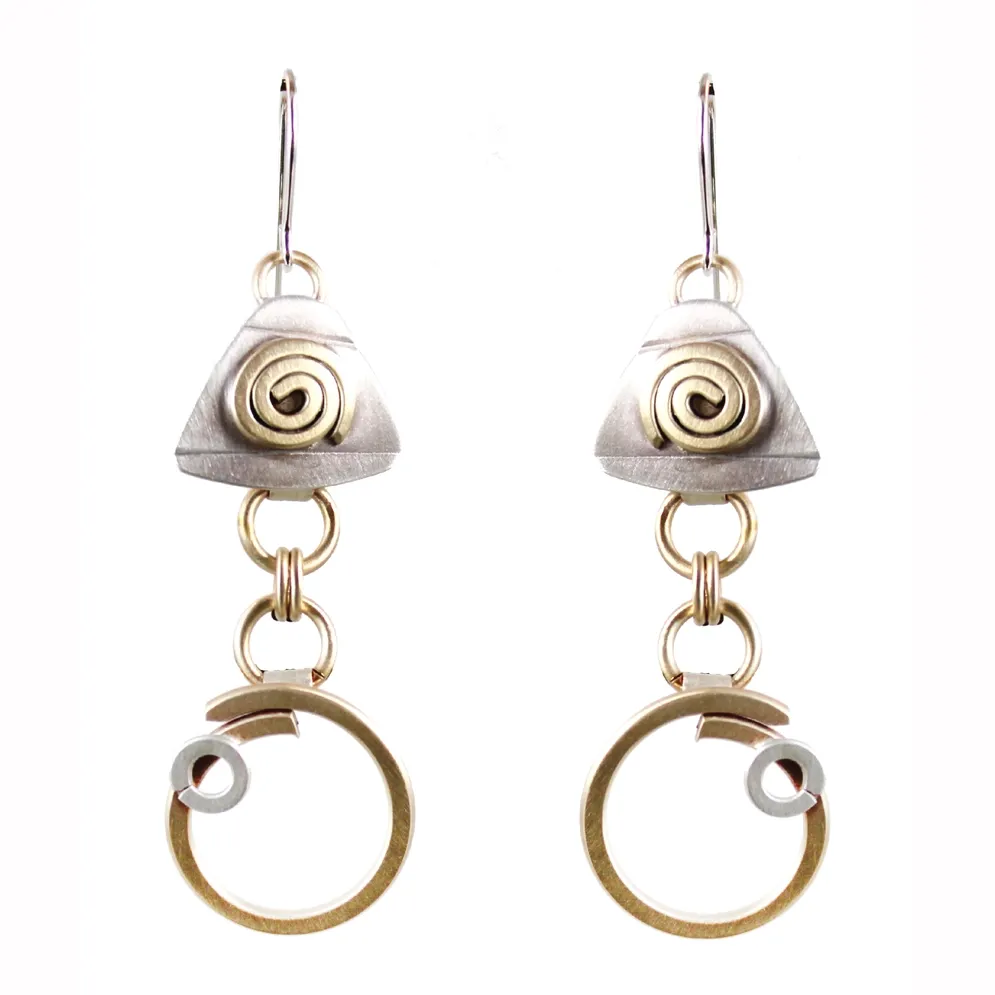 E3870 Techno Funk Earrings Sterling and Brass
