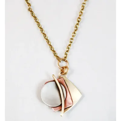 N4008 Abstractions Necklace in Brass, Copper &amp; Nickel Silver