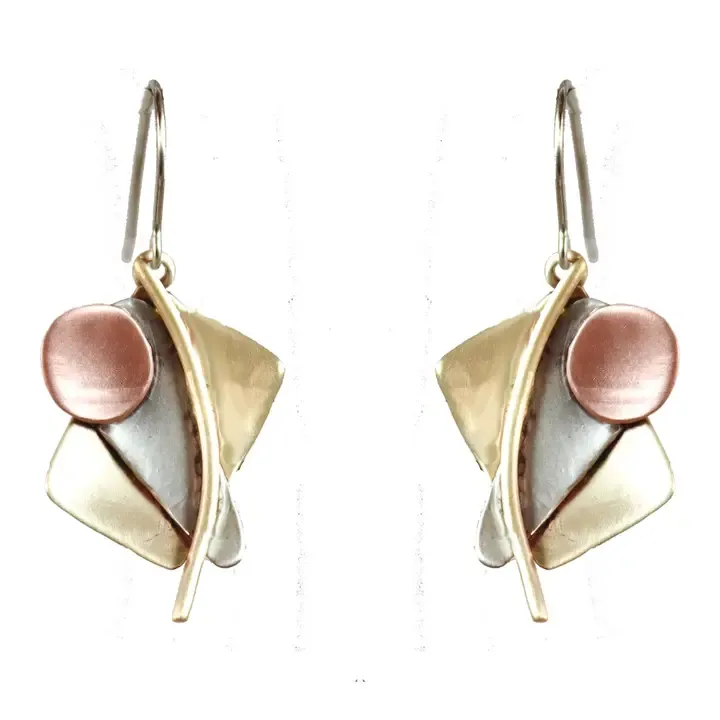 E3996 Abstractions Earrings in Brass, Copper &amp; Nickel Silver