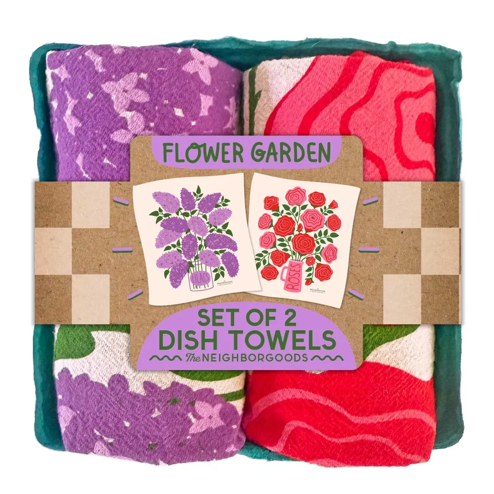 FLOWER GARDEN (Lilacs, Roses) - Tea Towel Set of 2