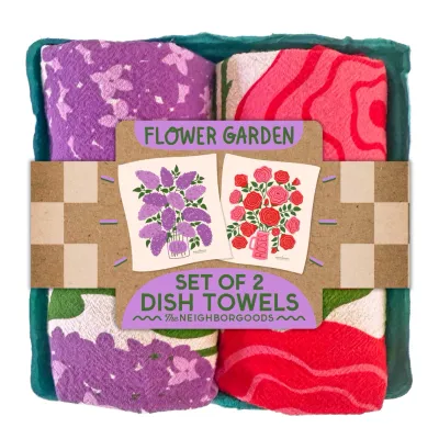 FLOWER GARDEN (Lilacs, Roses) - Tea Towel Set of 2