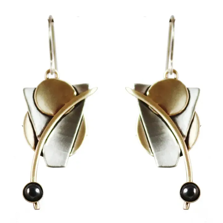 E4001 Abstractions Earrings in Brass &amp; Nickel Silver