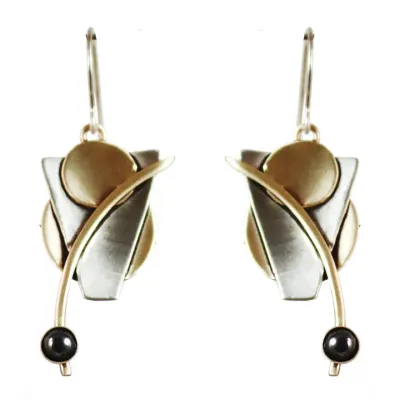 E4001 Abstractions Earrings in Brass &amp; Nickel Silver
