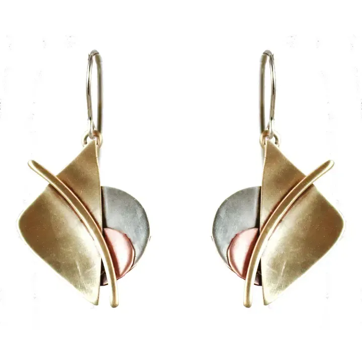 E3997 Abstractions Earrings in Brass, Copper &amp; Nickel Silver