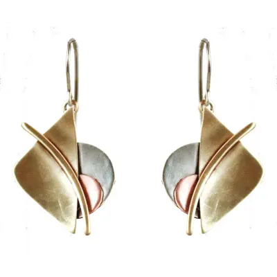 E3997 Abstractions Earrings in Brass, Copper &amp; Nickel Silver
