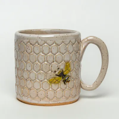 Bee Pattern White Mug 10oz