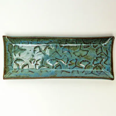 Ginkgo Leaf Blue Butter Dish