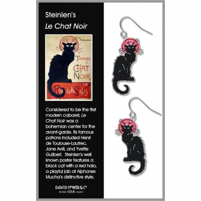 Steinlen's Le Chat Noir Earrings, MADE in USA