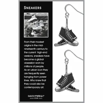 Sneakers Black Earrings, MADE in USA