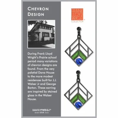 Frank Lloyd Wright Chevron Earrings, MADE in USA