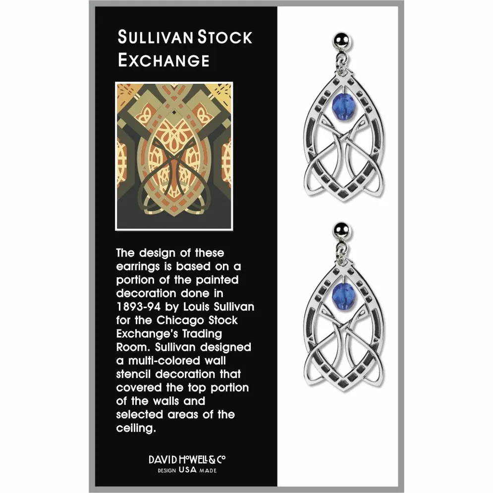 Sullivan Stock Exchange Sapphire Earrings, MADE in USA