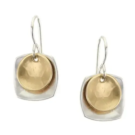 Small Dished Square and Disc Wire Earring