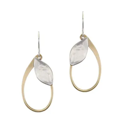 Leaf with Oval Ring Wire Earrings