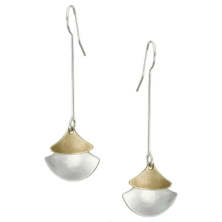 Extended Layered Rounded Triangles Drop Wire Earring