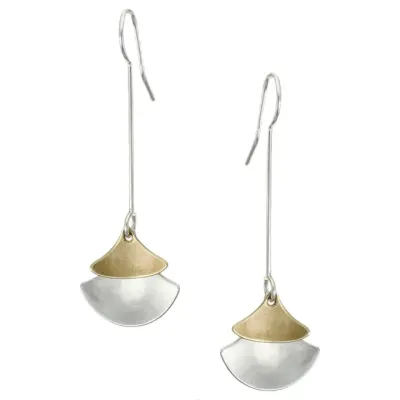 Extended Layered Rounded Triangles Drop Wire Earring