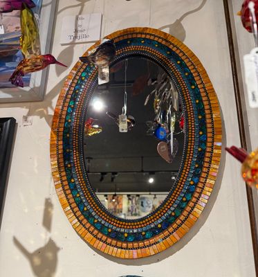 14x20 Tangerine/Teal Oval Mirror
