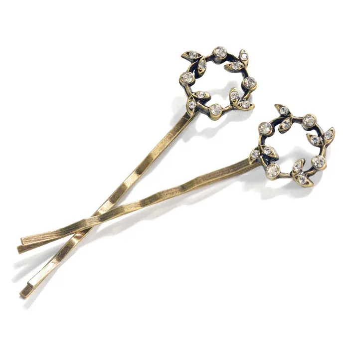 Bronze Leaf Crown Bobby Pin Set/2