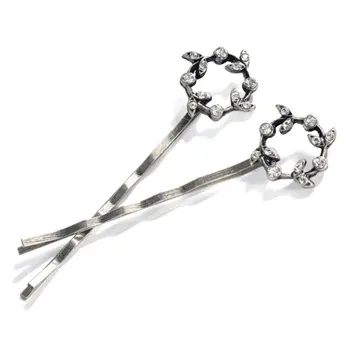 Silver Leaf Crown Bobby Pin Set/2