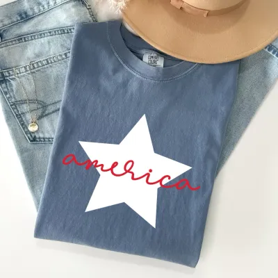 Retro Sm Star Tshirt - Blue Jean Small SALE Reg 37