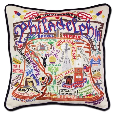Philadelphia Hand-Embroidered Pillow