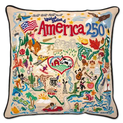 America 250 Hand-Embroidered Pillow