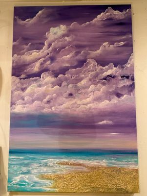 Lilac Skies 20" X 30" Embellished Giclee On Canvas