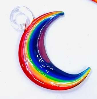 Tiny Glass Rainbow Crescent Ornament