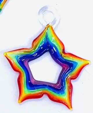 Tiny Glass Rainbow Star Ornament