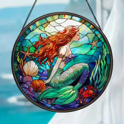 Mermaid Glass Suncatcher 6in