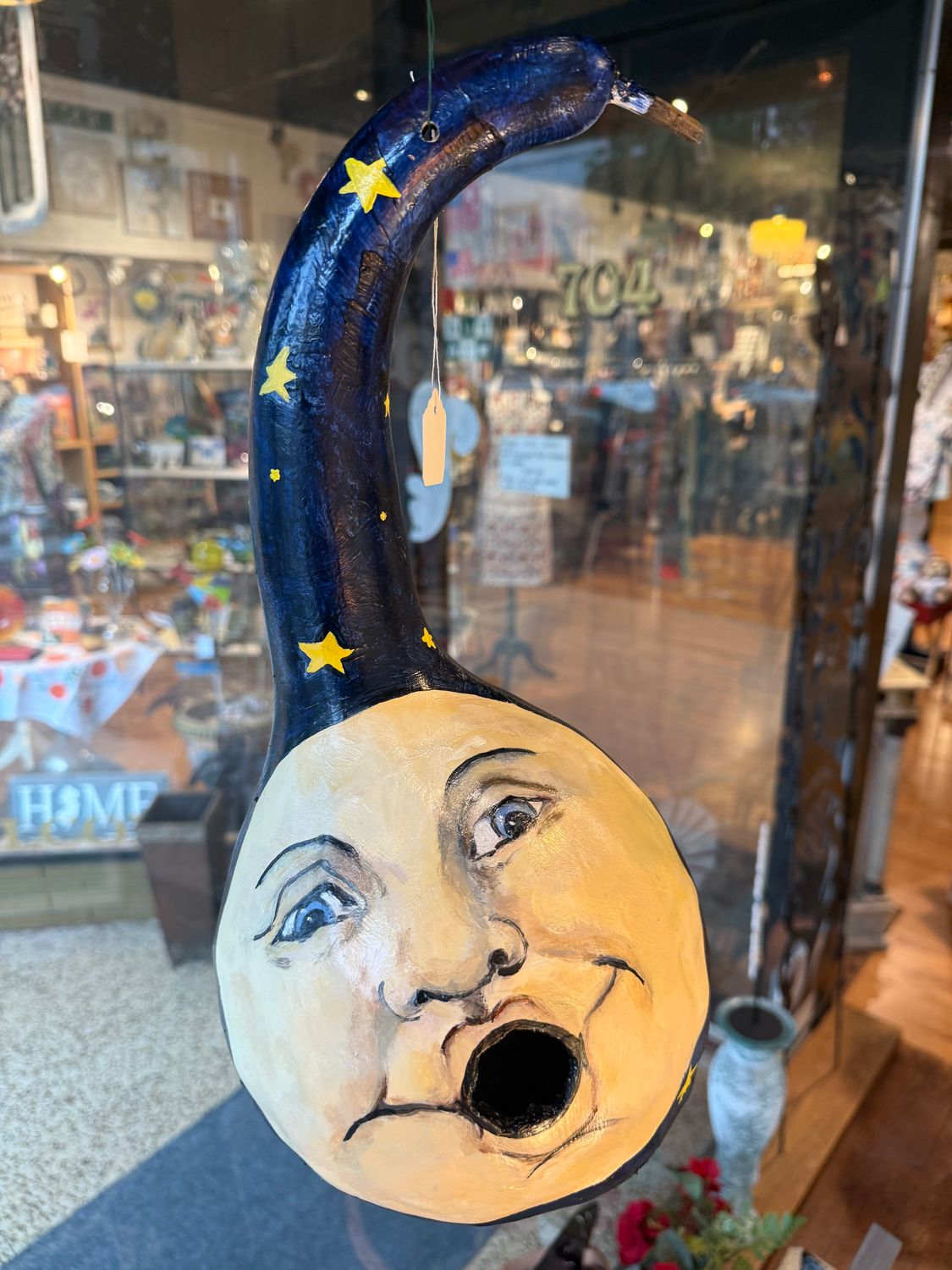 Moon And Stars Handpainted Gourd Bird House