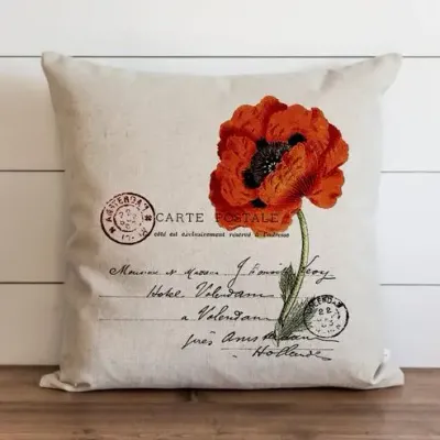 Poppy Pillow 16x16 Natural