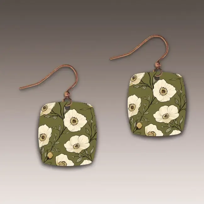 HM05S Olive Cottage Button Drop Handmade Earrings