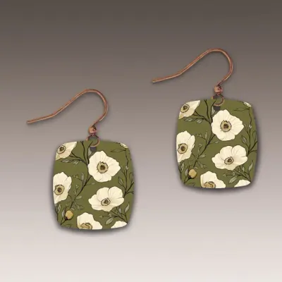 HM05S Olive Cottage Button Drop Handmade Earrings